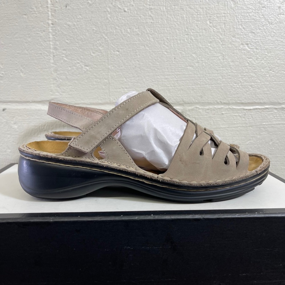 Naot Women's Sandals Taupe Nubuck Leather Slingback Size 39 EU/8 US Israel Made
